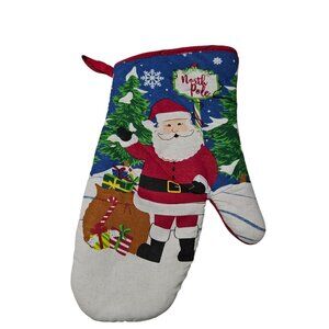 Santa Claus North Pole Quilted Christmas Oven Mitt Holiday Kitchen Decor
